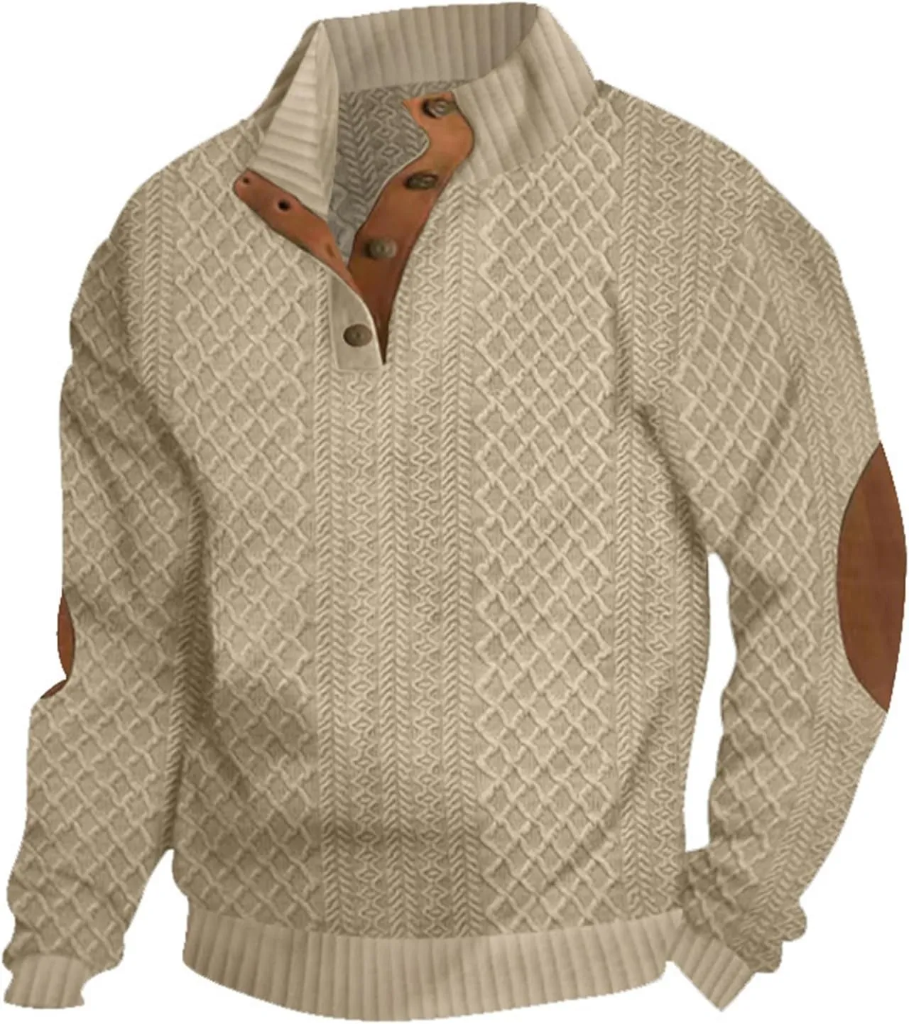 Men's Cashmere Sweaters, Men's Outdoor Casual Stand Cashmere 1/4 Button Long Sleeve Sweater Long Sleeve Sweatshirts