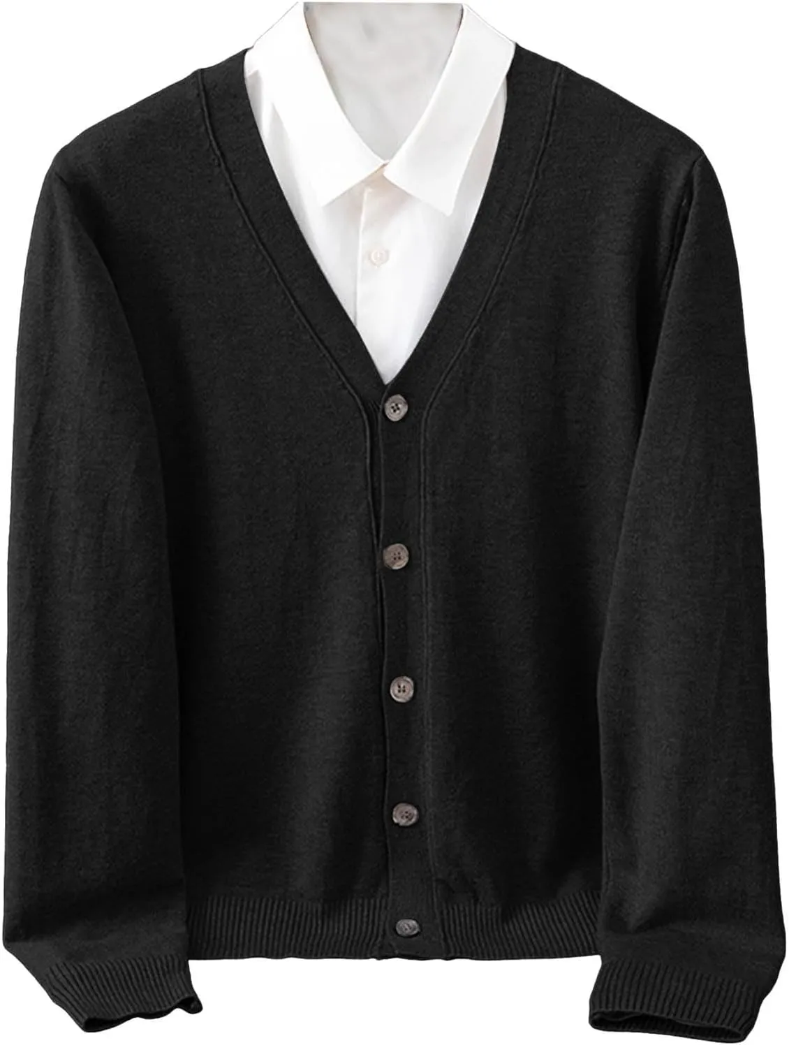 Men's Cashmere Sweaters, Mens Shawl Collar Cardigan Sweater Cable Knit Button Chunky Long Sleeve Warm Casual Sweaters