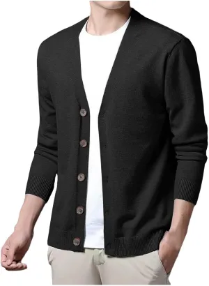 Men's Cashmere Sweaters, Mens Shawl Collar Cardigan Sweater Cable Knit Button Chunky Long Sleeve Warm Casual Sweaters