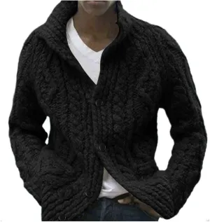 Men's Casual Cardigan Sweater Relaxed Fit Cable Knitted Button Down Sweater Thermal Long Sleeve Sweater Coat