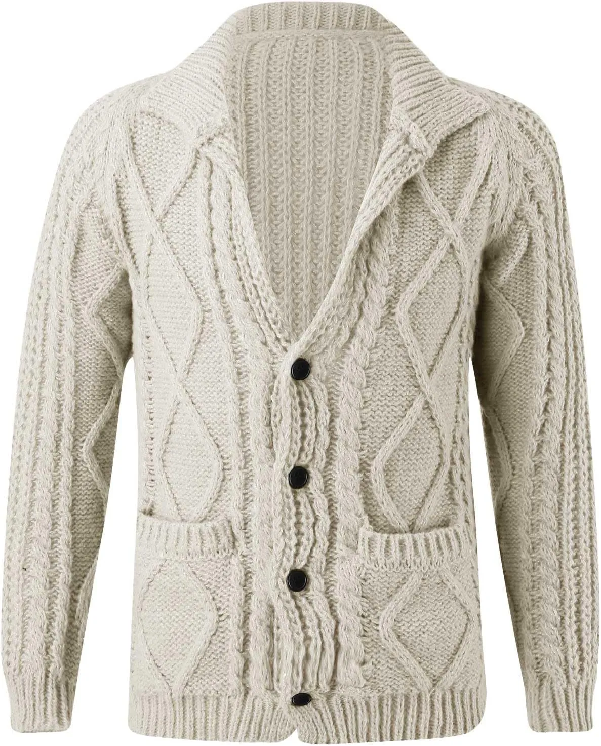Men's Casual Cardigan Sweater Relaxed Fit Cable Knitted Button Down Sweater Thermal Long Sleeve Sweater Coat
