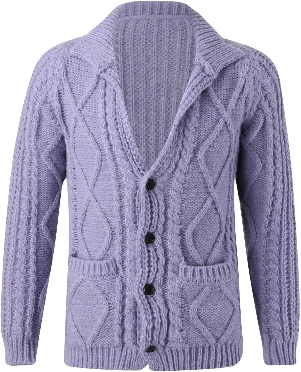 Men's Casual Cardigan Sweater Relaxed Fit Cable Knitted Button Down Sweater Thermal Long Sleeve Sweater Coat