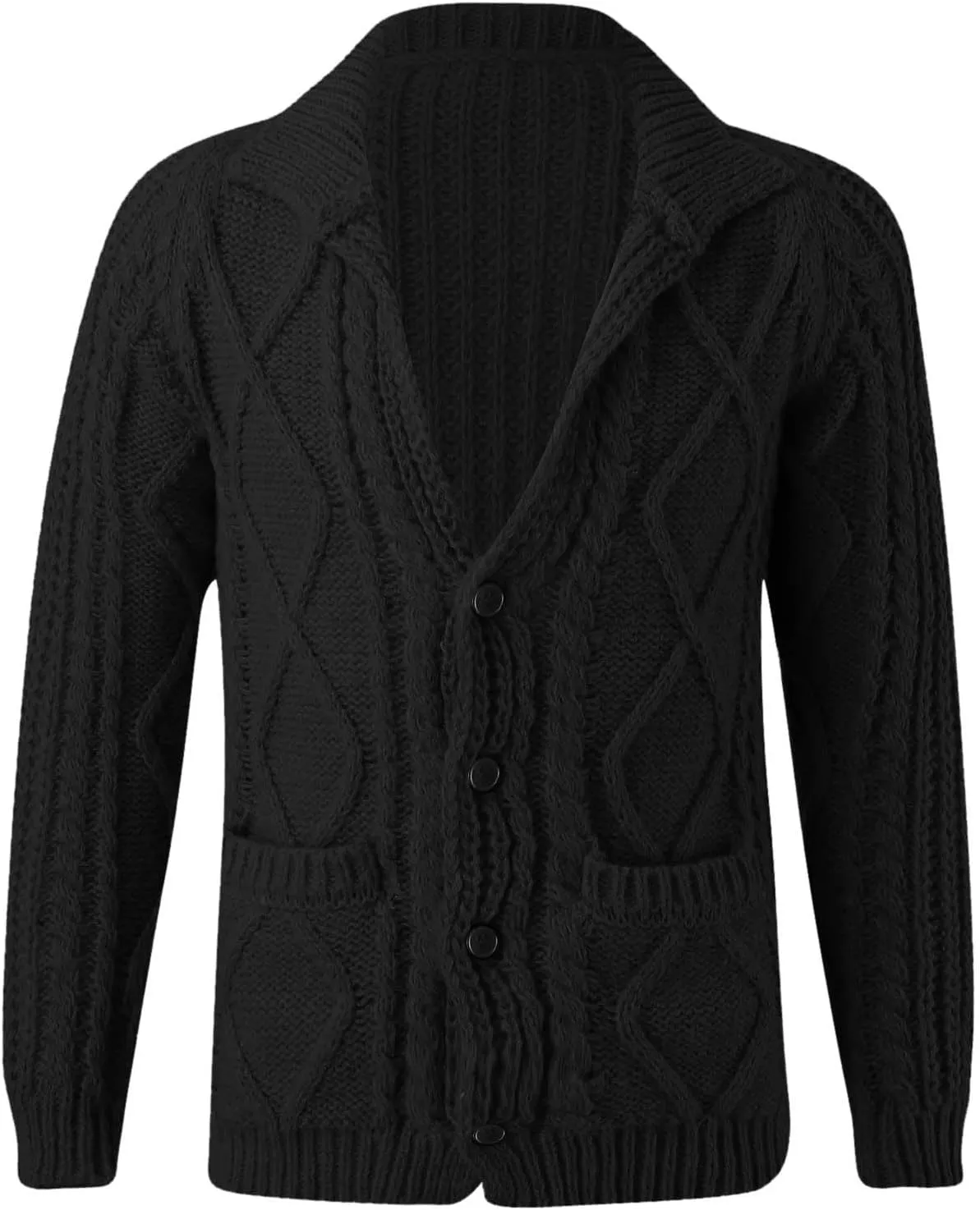 Men's Casual Cardigan Sweater Relaxed Fit Cable Knitted Button Down Sweater Thermal Long Sleeve Sweater Coat