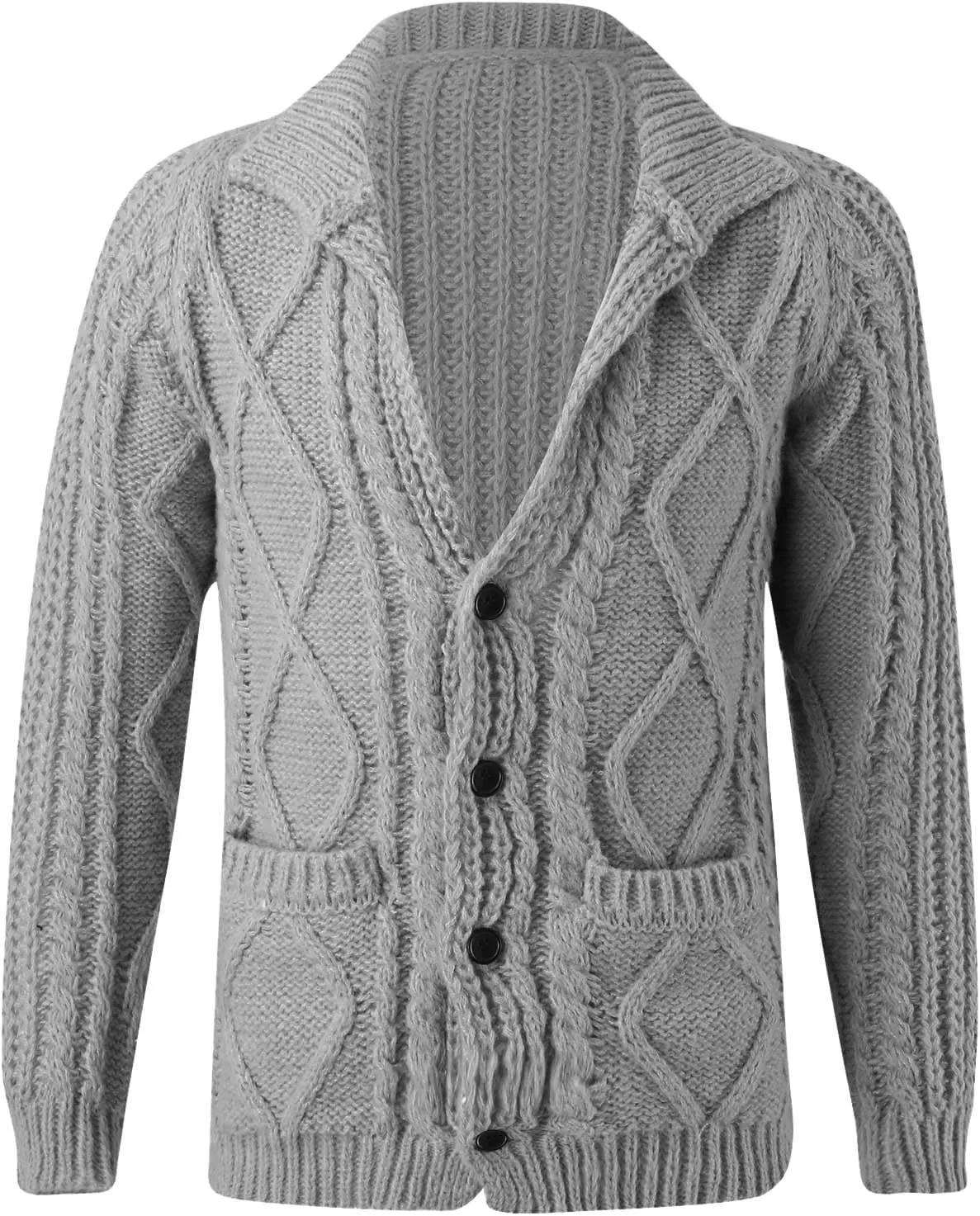 Men's Casual Cardigan Sweater Relaxed Fit Cable Knitted Button Down Sweater Thermal Long Sleeve Sweater Coat