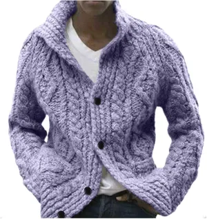 Men's Casual Cardigan Sweater Relaxed Fit Cable Knitted Button Down Sweater Thermal Long Sleeve Sweater Coat