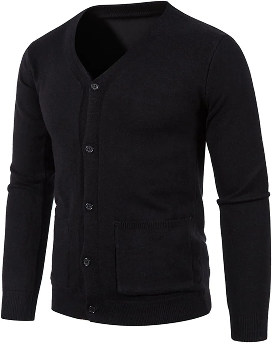 Mens Casual Knitted Sweaters Button Down V Neck Long Sleeve Vintage Plain Cardigan Slim Fit Warm Sweater