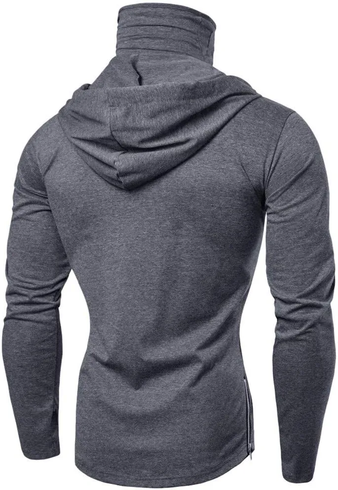 Mens Casual T Shirt Hoodies Trendy Long Sleeve Drawstring Pullover Tops Solid Relaxed Workout Gym Hooded Sweatshirts