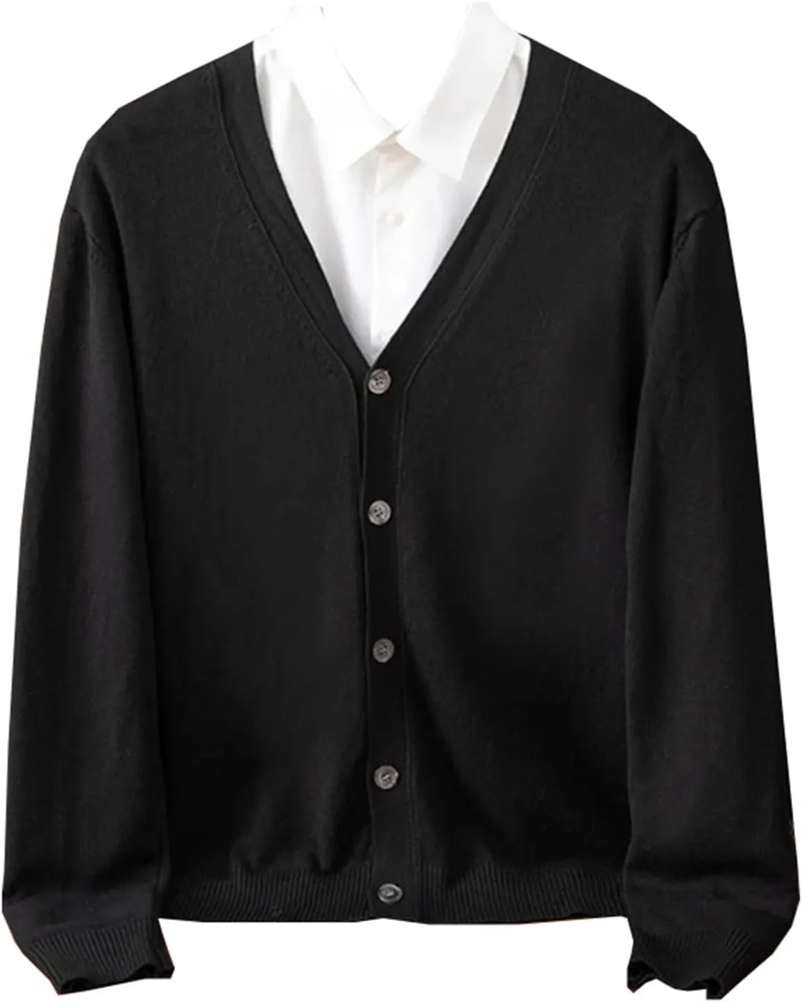 Men's Classic Solid Color Knit V-Neck Sweater Cardigans Sweaters Coat Clothing