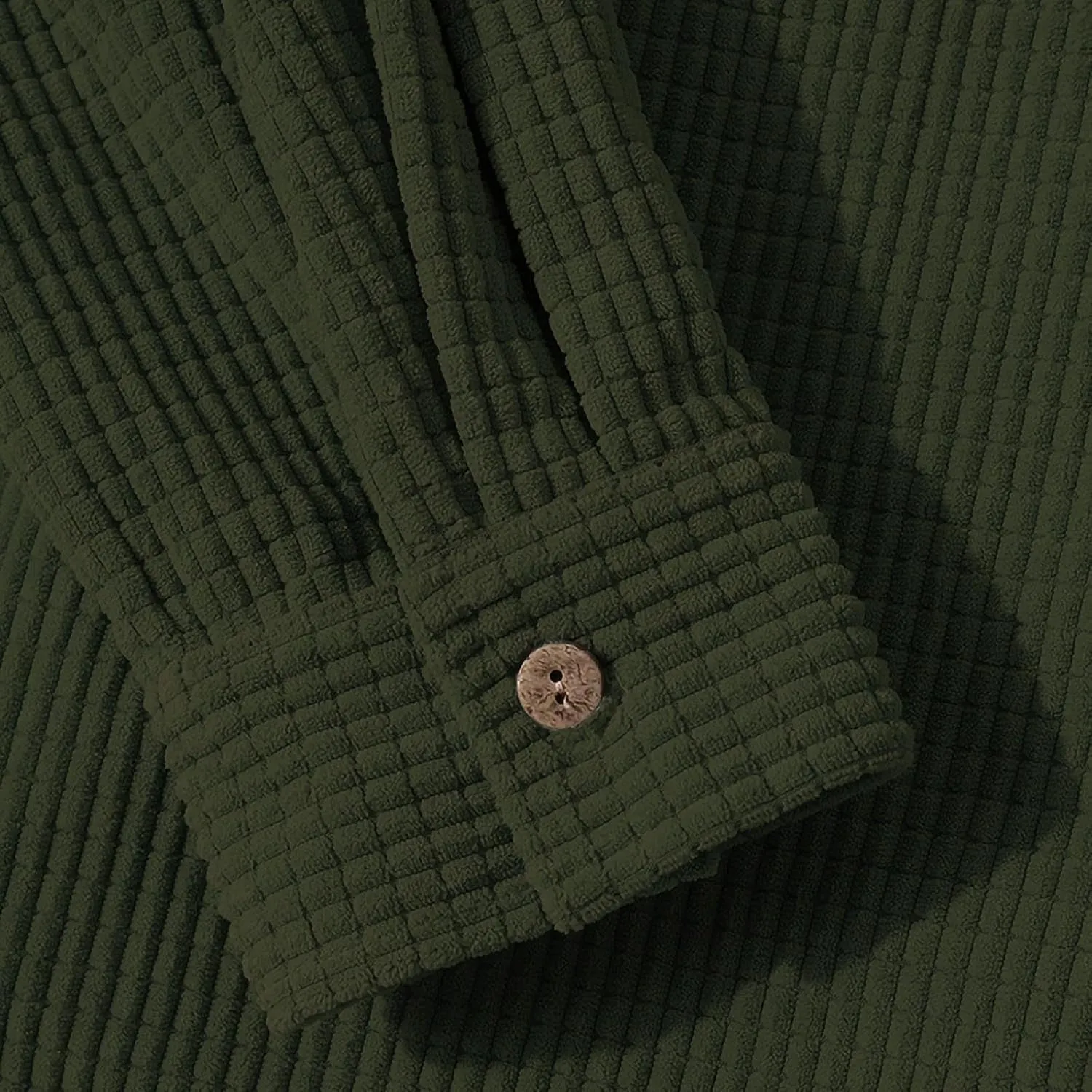 Men's Corduroy Shirt Jackets Long Sleeve Button-Down Casual Hooded Shacket Jacket Versatile Warm Outerwear with Pockets