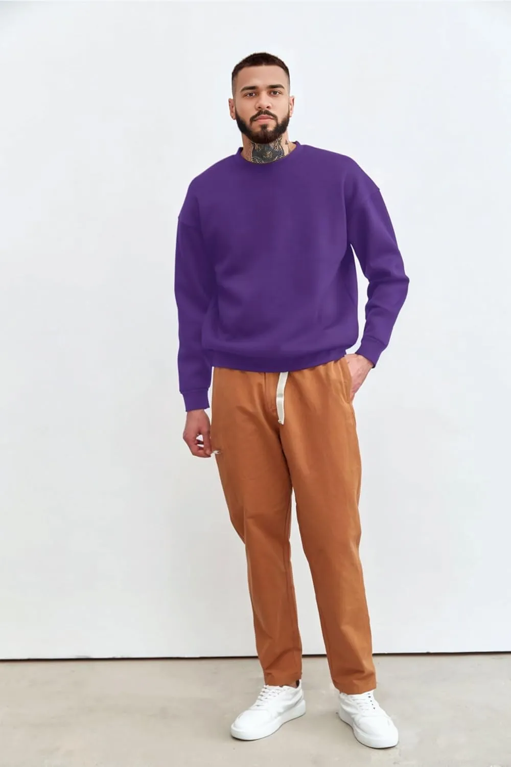 Men'S Crewneck Sweatshirt Long Sleeve Baggy Sweatshirts Lightweight Crew Neck Pullover