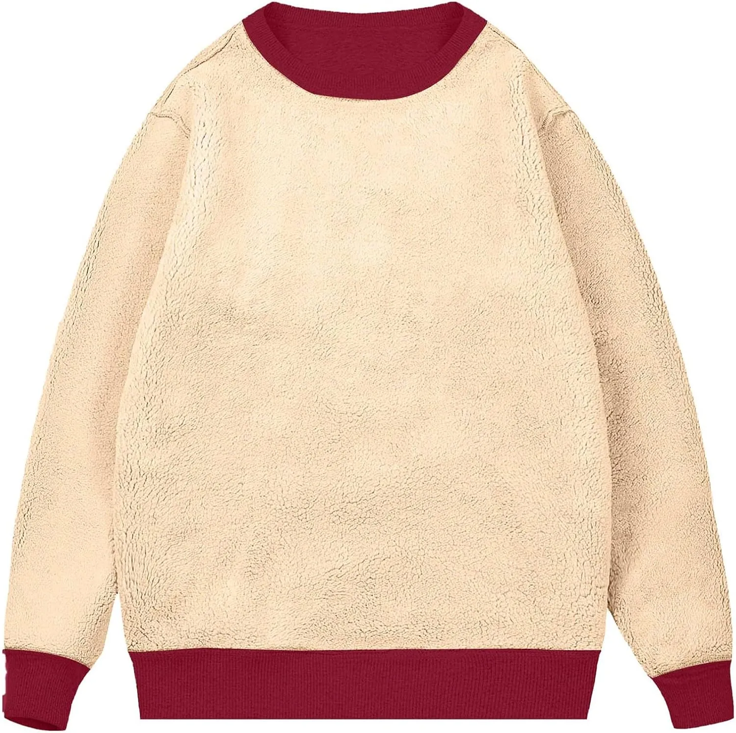 Mens Crewneck Sweatshirt Soild Fleece Long Sleeve Sweatshirts Trendy Soft Loose Fit Basic Fall Winter Thermal Tops