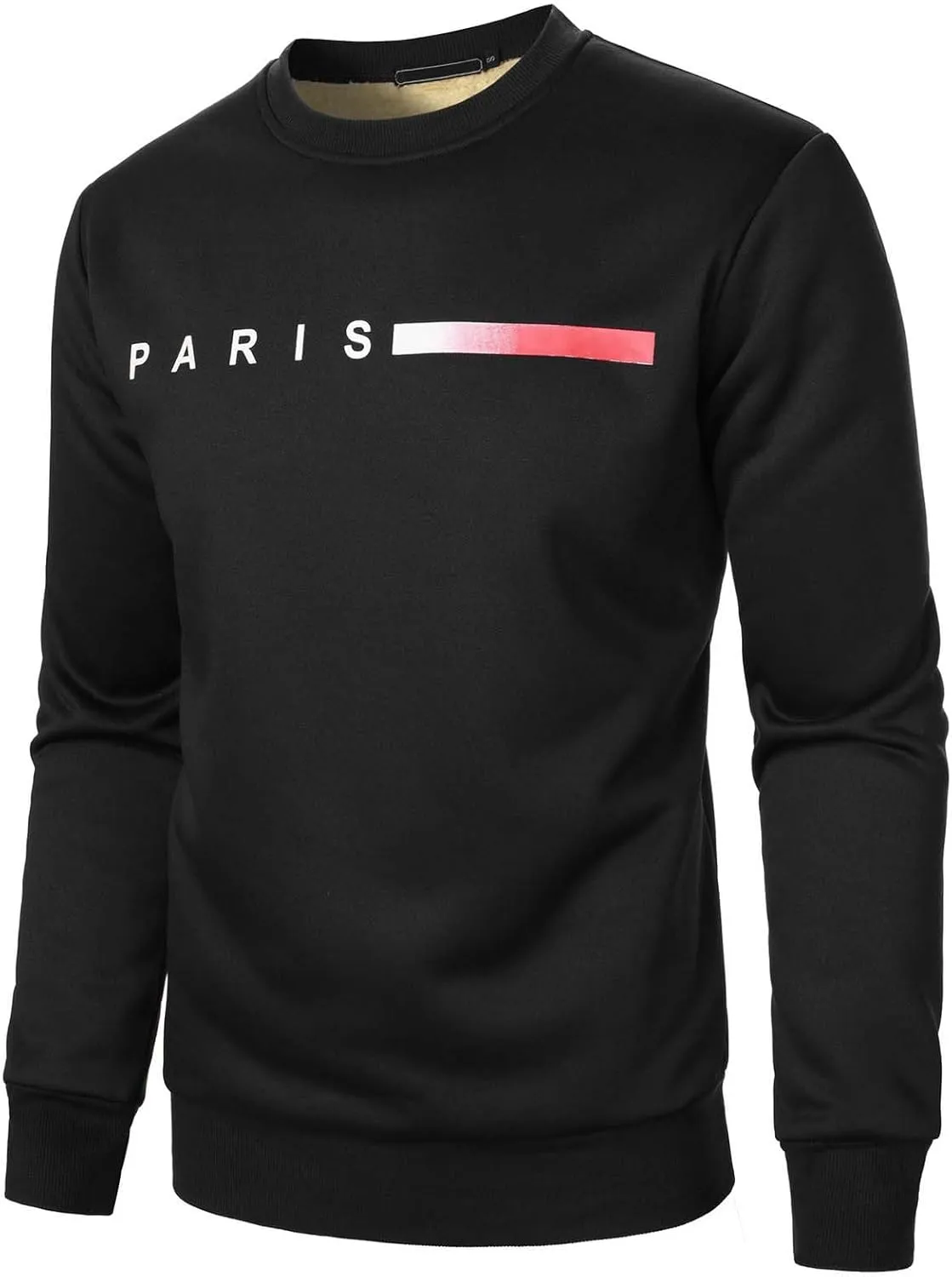 Mens Crewneck Sweatshirt Soild Fleece Long Sleeve Sweatshirts Trendy Soft Loose Fit Basic Fall Winter Thermal Tops