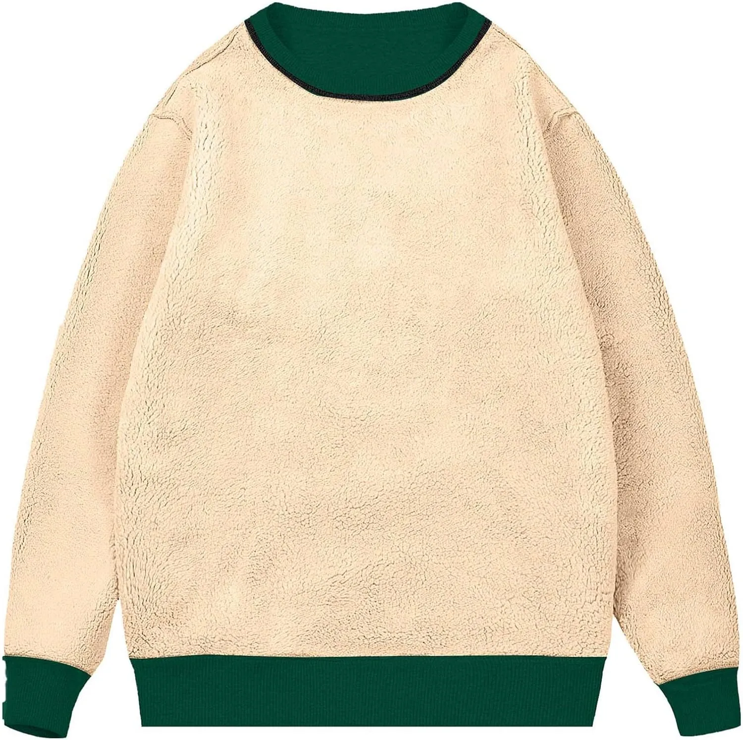 Mens Crewneck Sweatshirt Soild Fleece Long Sleeve Sweatshirts Trendy Soft Loose Fit Basic Fall Winter Thermal Tops