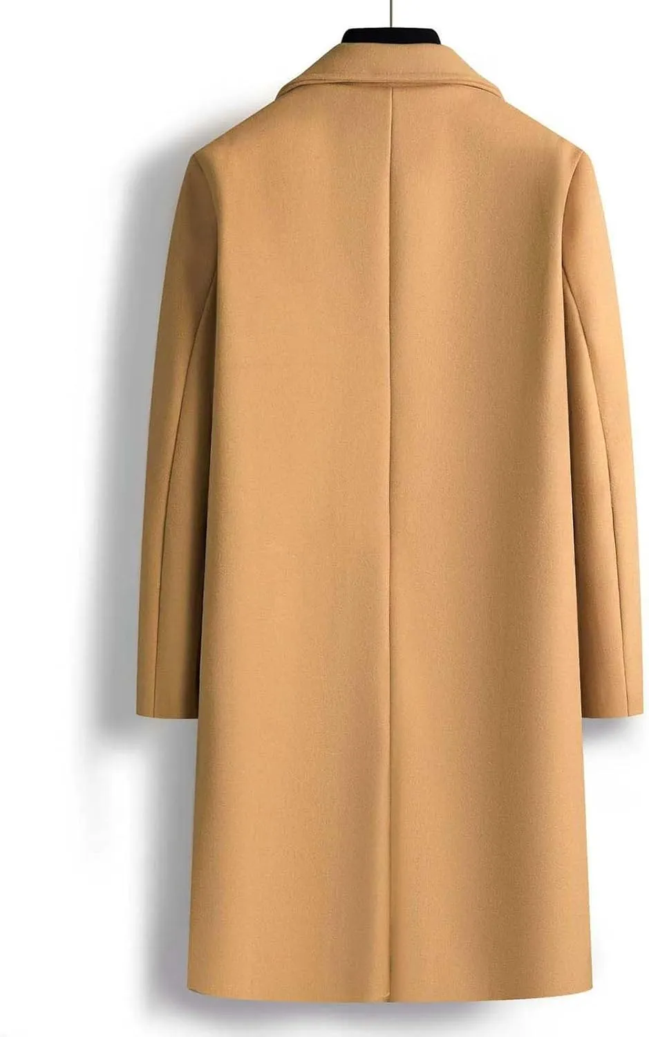 Men's Fall Winter Office Double Breasted Long Dress Wool Coat Overcoat Warm Woolen Casual Lapel Collar Trench Coats