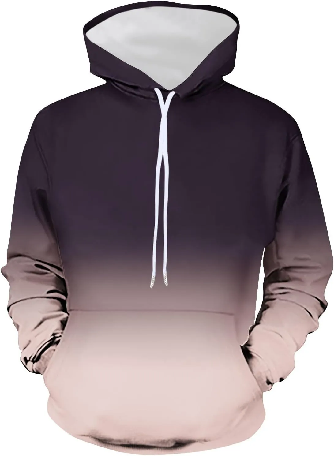 Men's Fashion Hoodies & Sweatshirts Casual Gradient Color Graphic Tee Shirts Long Sleeve Pullover Shirts With Pockets