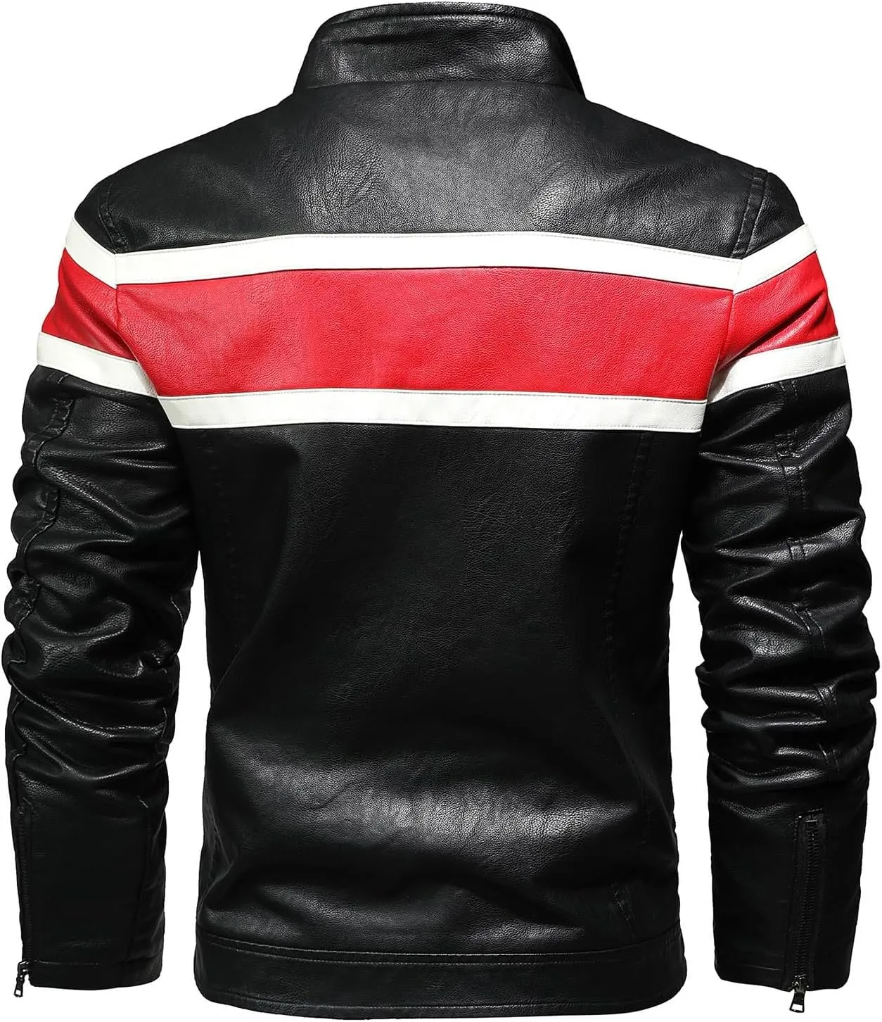 Mens Faux Leather Motorcycle Jacket 2024 Fall Trendy Long Sleeve Full Zip Up Jacket Biker Jacket with Pockets