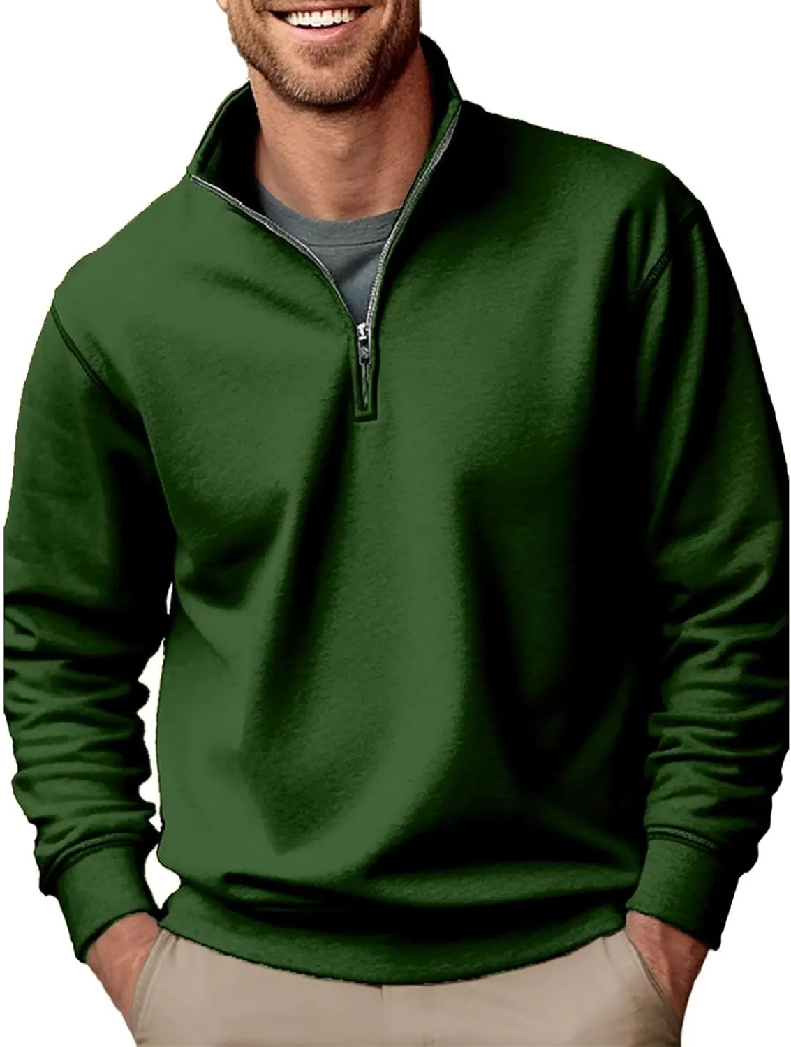 Men's Fleece Crewneck Sweatshirt Zipper Long Sleeved Hoodie Pullover Hooded Sweatshirt Sweat Shirt Mens Sweat Shirt