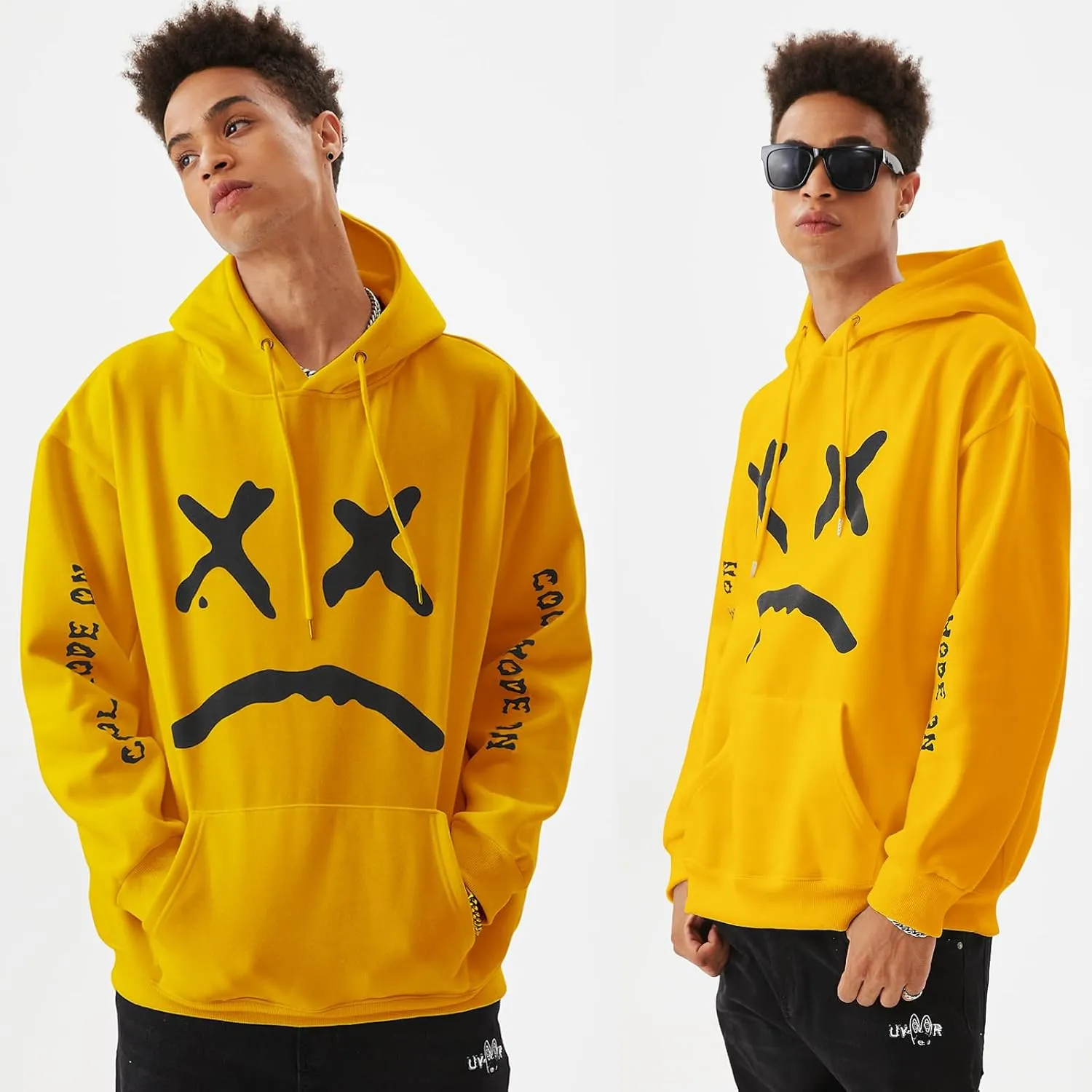 Men's Fleece Pullover Hoodie Sweatshirts Cotton Graphic Casual Streetwear