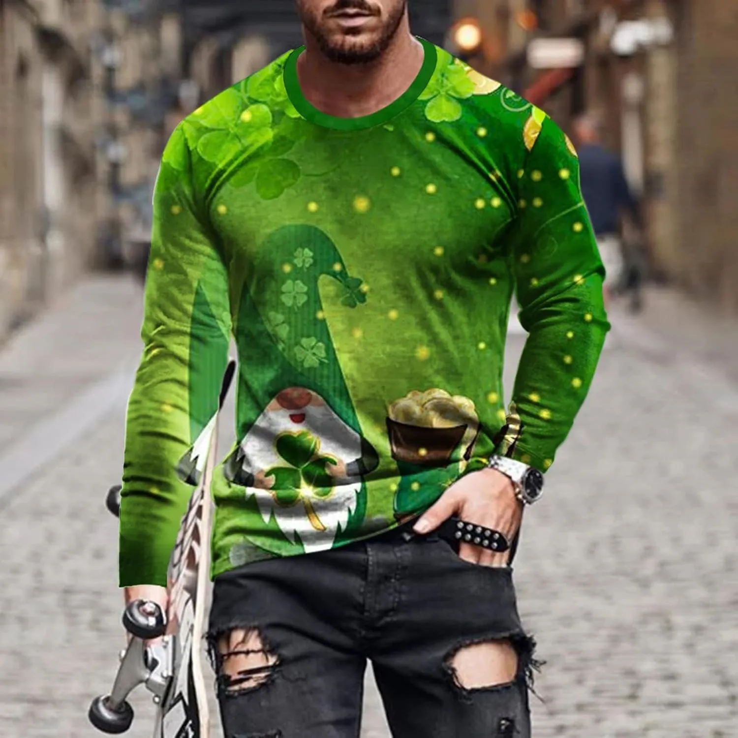 Men's Fleece Sweatshirt Cotton-blend Sweater Men Athletic Tops Halloween Mens Clothes Heavyweight Hoodie Comfort
