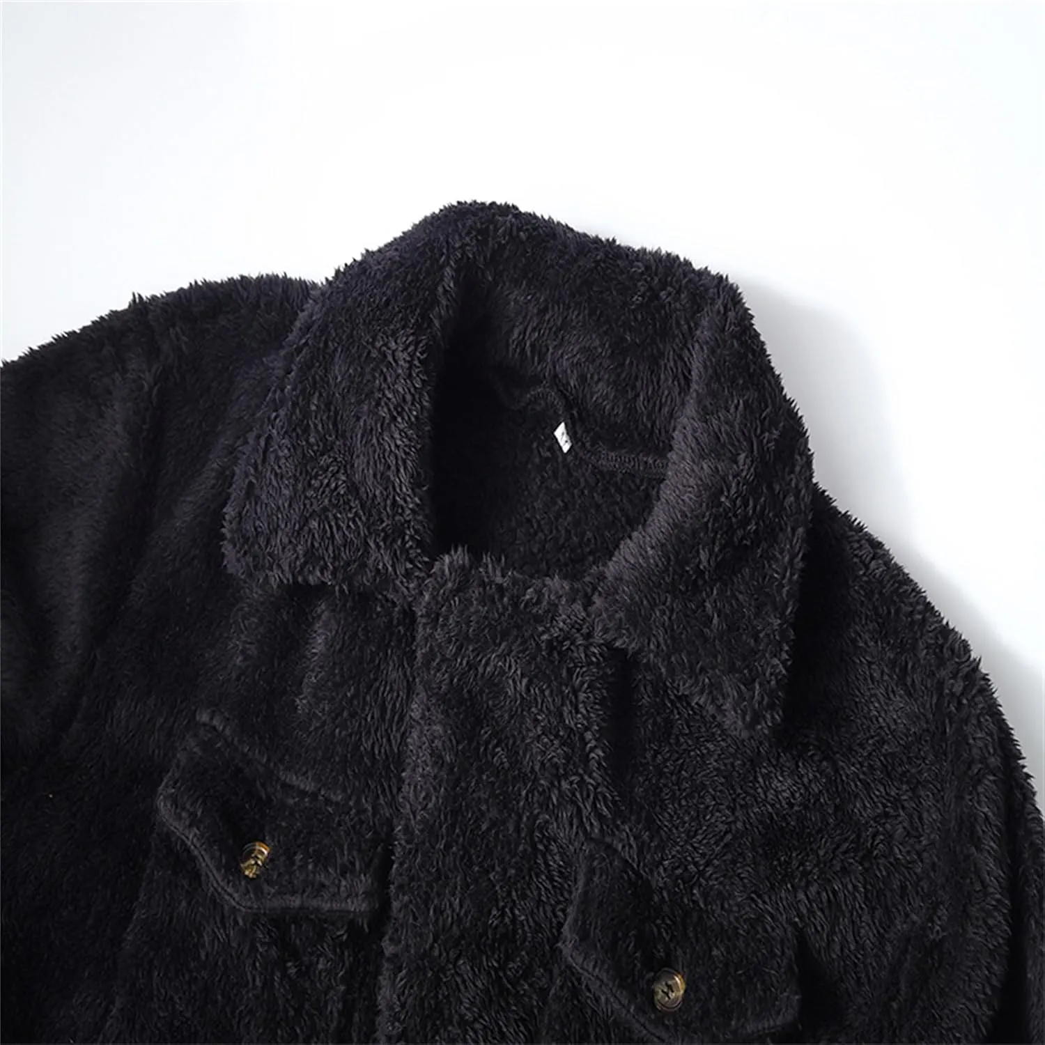 Mens Fuzzy Sherpa Cardigan Winter Fleece Open Front Coats Button Down Thermal Thick Warm Outwear Sweatshirt