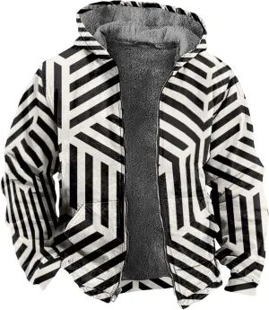 Mens Fuzzy Sherpa Jacket Long Sleeve Fleece Zip Up Coat Faux Fur Cozy Outerwear Outdoor Thick Casual Hoodies Hooded