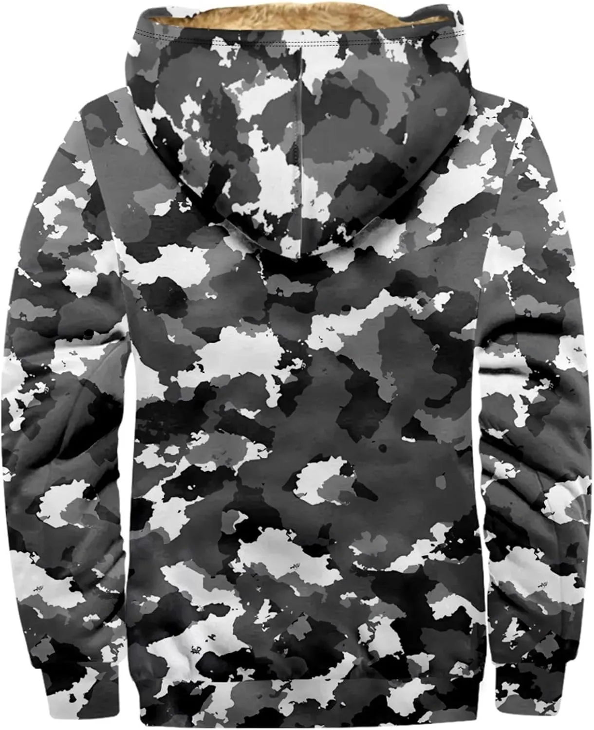 Mens Fuzzy Sherpa Jacket Long Sleeve Fleece Zip Up Coat Faux Fur Cozy Outerwear Outdoor Thick Casual Hoodies Hooded