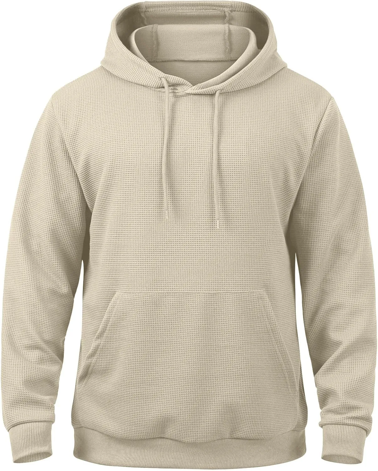Mens Hooded Sweatshirt Long Sleeve Drawstring Solid Color Hoodies With Pocket Casual Relaxed Fit Pullover Shirts Tops