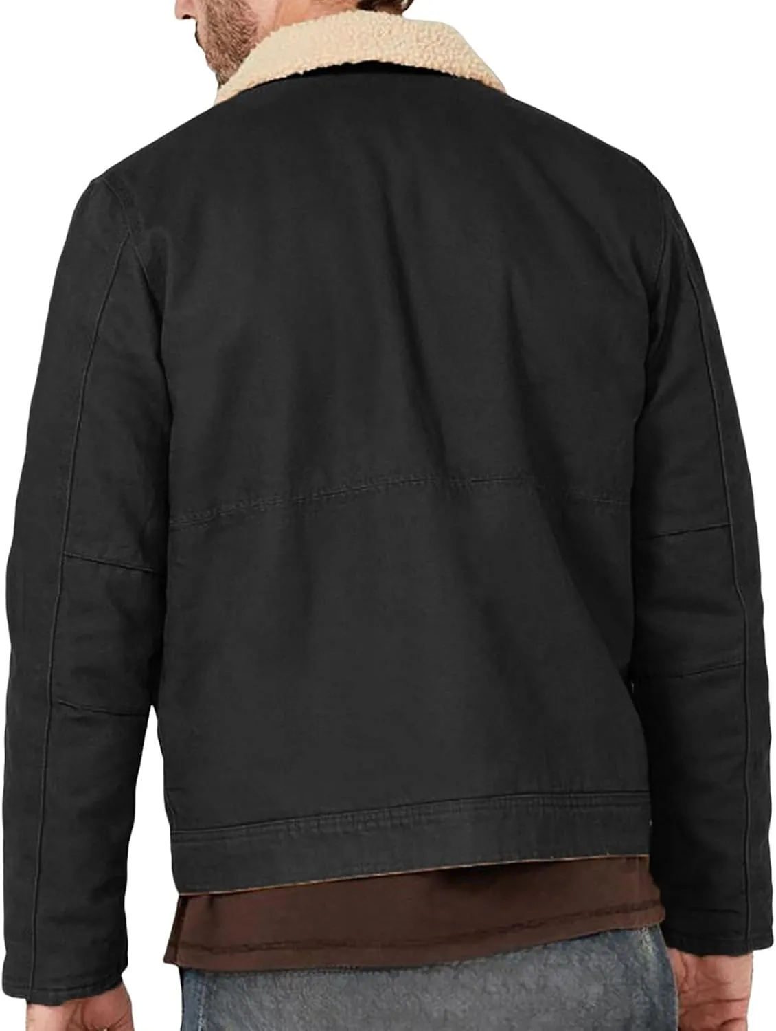 Men's Lapel Fleece Lined Thicken Denim Jean Trucker Jacket Coats Sherpa Lined Trucker Jacket for Men
