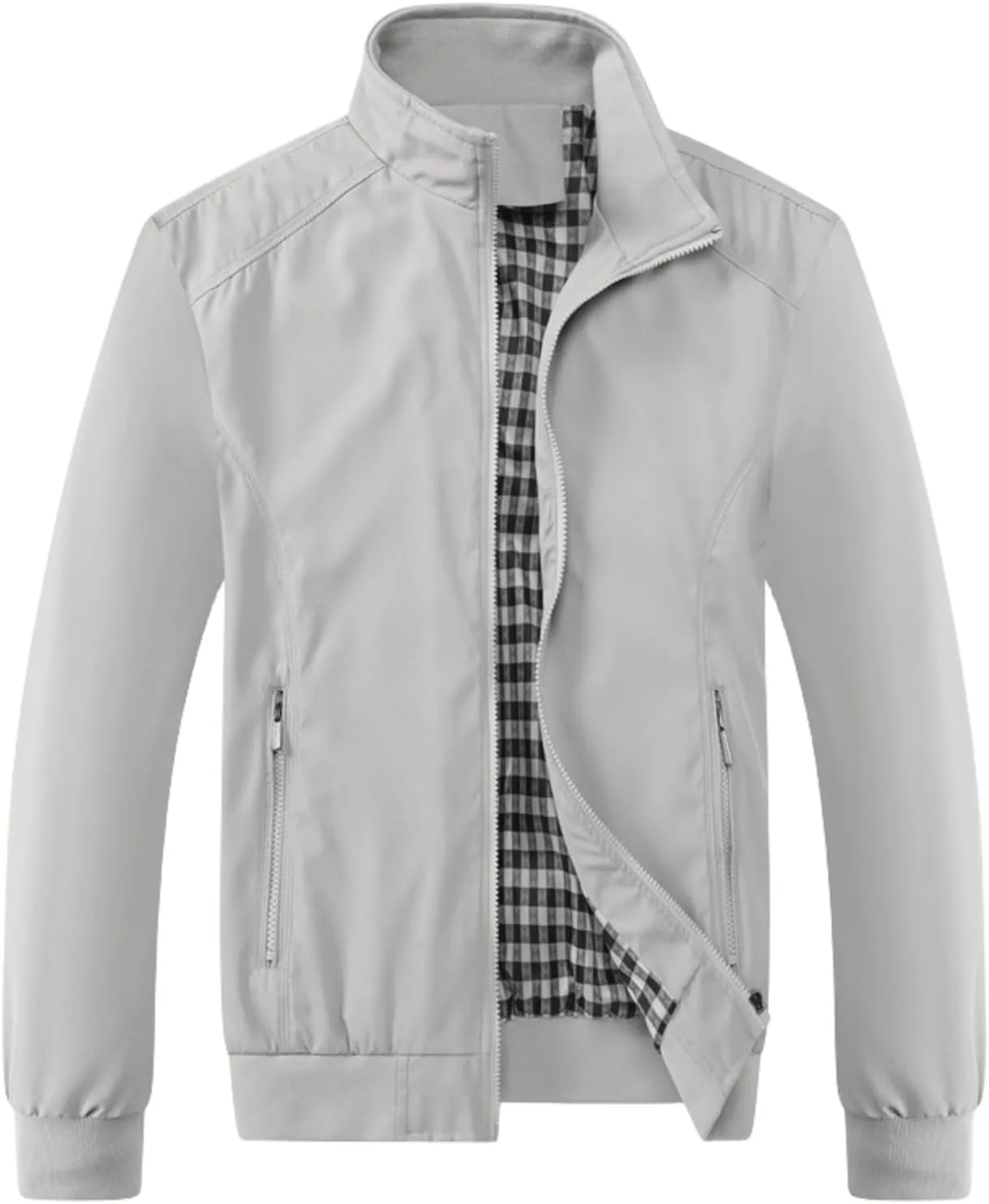 Men's Lightweight Bomber Jacket Breathable Spring Fall Full Zip Thin Windbreaker Outdoor Recreation Coat for Business