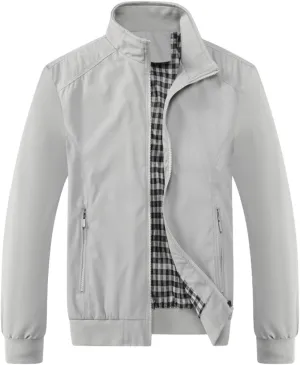 Men's Lightweight Bomber Jacket Breathable Spring Fall Full Zip Thin Windbreaker Outdoor Recreation Coat for Business