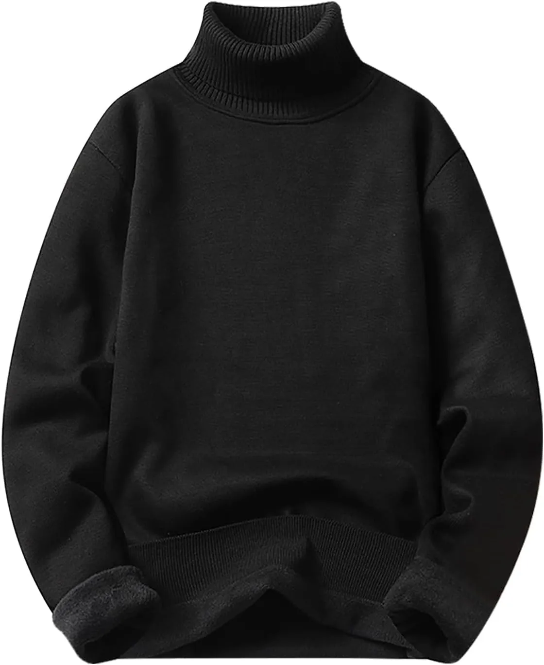 Men's Mock Turtleneck Sweater Long Sleeve Solid Color Pullover Ribbed Thermal Knitted Tops Casual Oversize Sweater