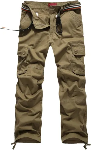 Men's Outdoor Cargo Work Trousers Tactical Pants Multi Pocket Combat Trousers Work Utility Pants