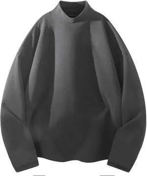 Men's Oversize Mock Turtleneck Sweater Long Sleeve Half Neck Pullover Thermal Loose Casual Solid Pullover Sweatshirt