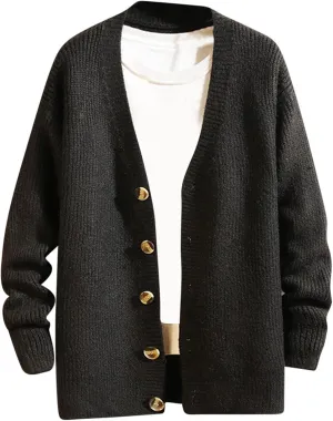 Men's Oversized Cardigan Sweaters Long Sleeve V-Neck Cardigans Loose Casual Buttons Down Ribbed Knitted Sweater
