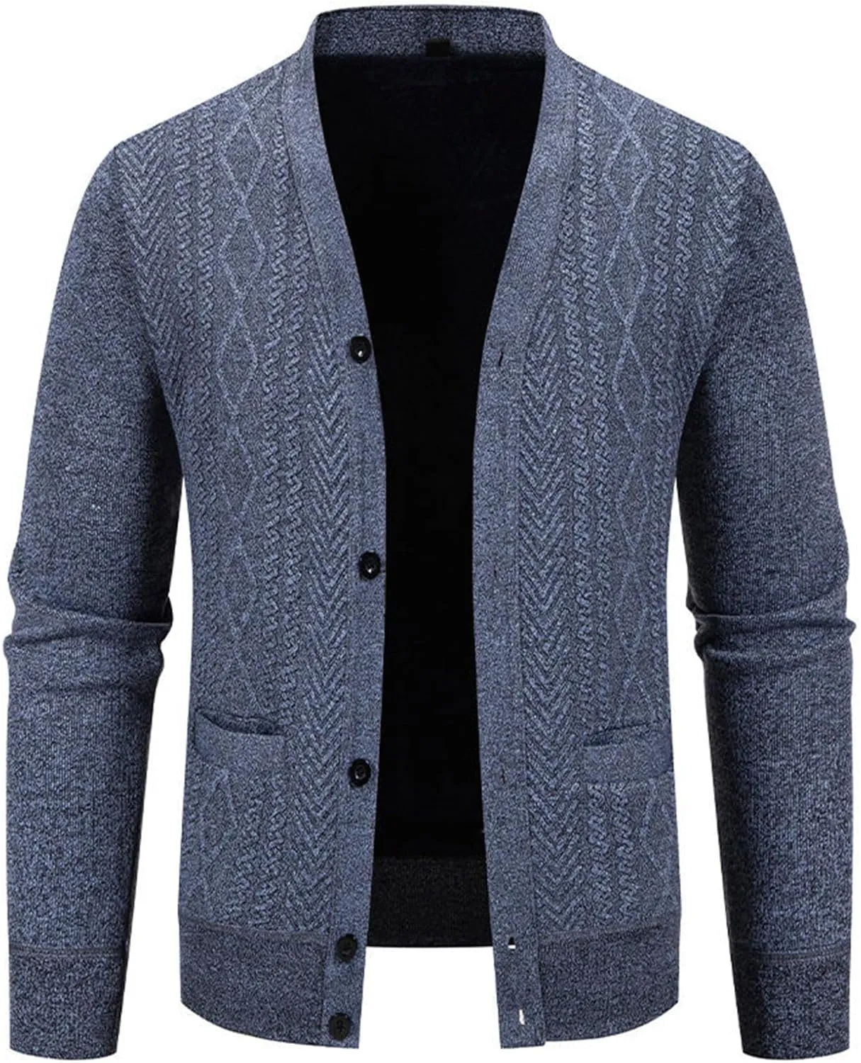 Mens Plaid Cardigan Sweater Button Down Knit Sweater Casual Long Sleeve Sweater Lightweight V Neck Cardigan