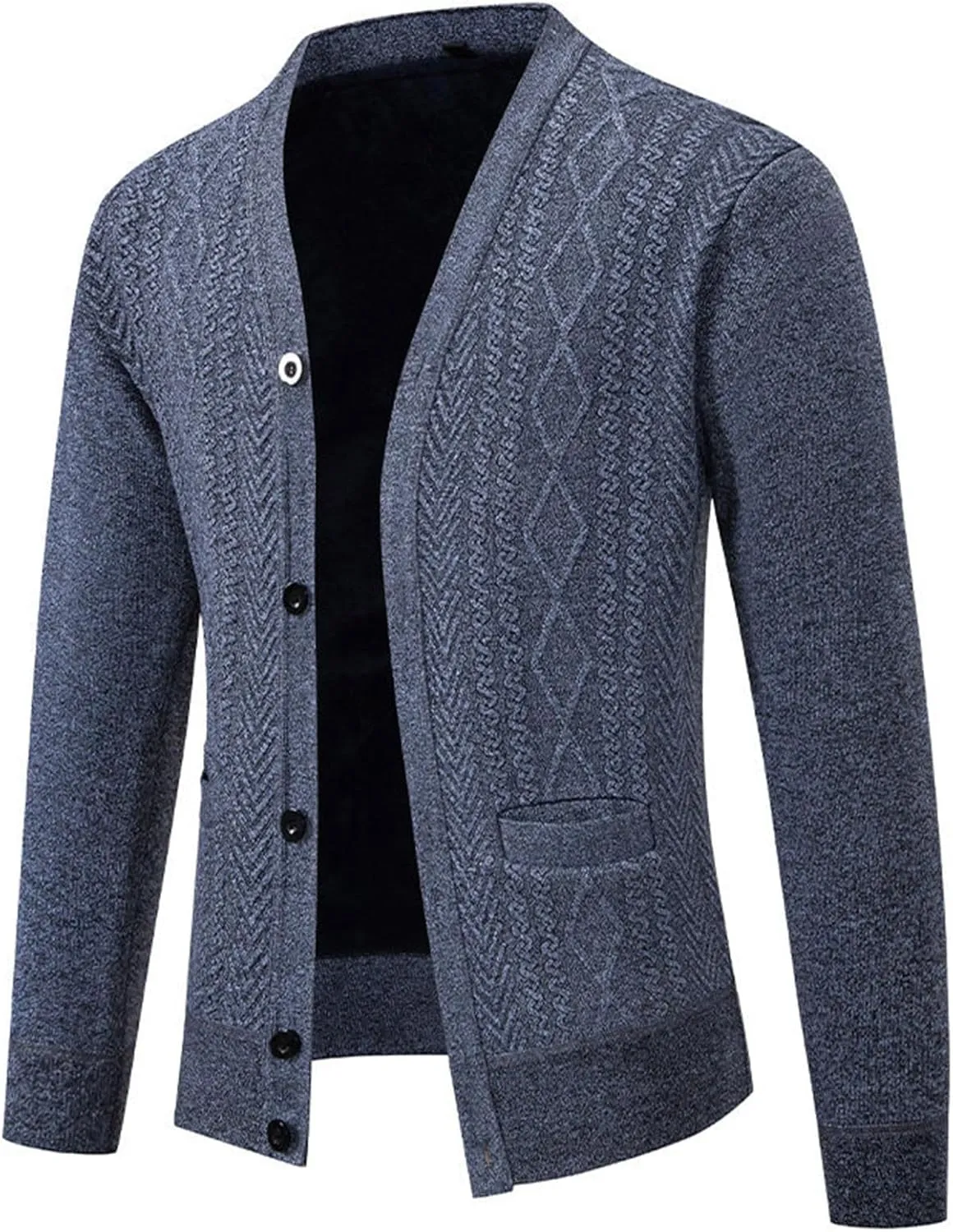 Mens Plaid Cardigan Sweater Button Down Knit Sweater Casual Long Sleeve Sweater Lightweight V Neck Cardigan