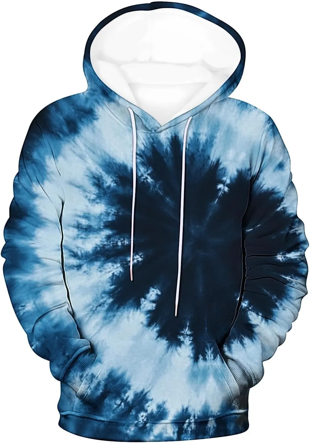 Mens Pullover Long Sleeve Hoodie Sweatshirt Tie-dye Printed Blend Pullover Casual Shirt Hooded Sweatshirt Tops Blouse