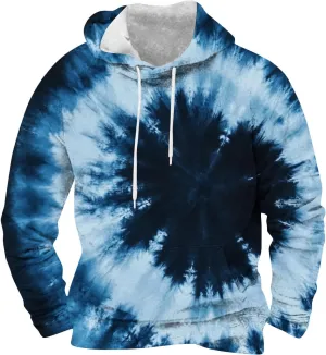Mens Pullover Long Sleeve Hoodie Sweatshirt Tie-dye Printed Blend Pullover Casual Shirt Hooded Sweatshirt Tops Blouse