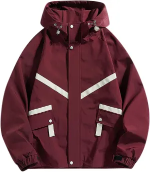 Mens Rain Jacket Lightweight Outdoor Hiking Travel Waterproof Hooded Windbreaker Fashion Y2k Teen Boy Street Jacket Coat