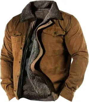 Mens Sherpa Lined Jacket Full Zip Military Heavyweight Fleece Jackets Winter Active Work Jackets Warm Coat for Men