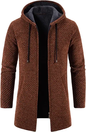 Men's Tie Dye Hoodie Hooded Plush Plaid Knitting Drawstring Coat Sweater Warm Solid Color Jackets Tops