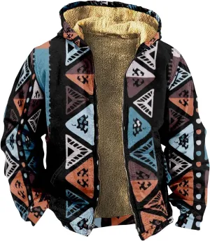 Mens Vintage Fleece Jacket Sherpa Lined Winter Coats Fall Winter Cozy Outerwear Windproof Casual Hoodies Plus Size