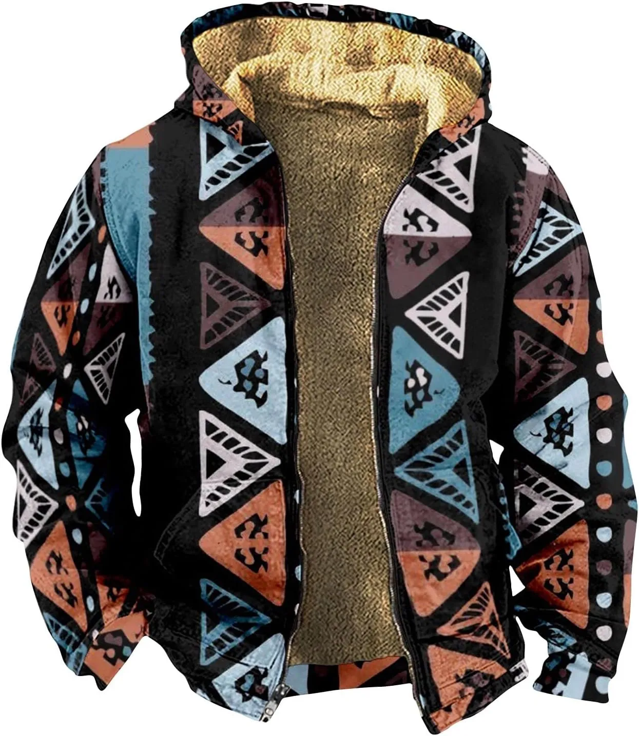 Mens Vintage Fleece Jacket Sherpa Lined Winter Coats Fall Winter Cozy Outerwear Windproof Casual Hoodies Plus Size