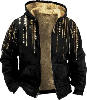 Mens Vintage Fleece Jacket Sherpa Lined Winter Coats Fall Winter Cozy Outerwear Windproof Casual Hoodies Plus Size