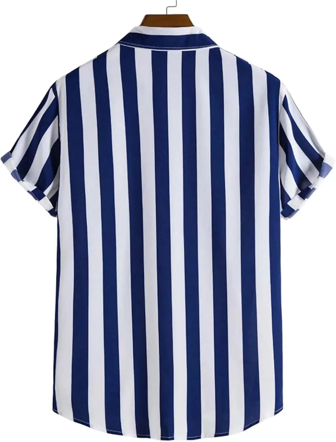 Men's Vintage Striped Shirts Relaxed Fit Casual Short Sleeve Button Down Shirt Summer Beach Vacation Hawaiian Shirt