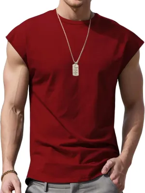 Mens Workout Vest Sleeveless Gym Shirts Casual Loose Athletic Running Undershirt Basic Tees Sports Wear T-Shirts Tops