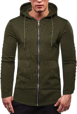 Men's Zip Up Hoodie Fashion Casual Camouflage Sports Sweatshirt Long Sleeve Zipper Hooded Jacket Coat