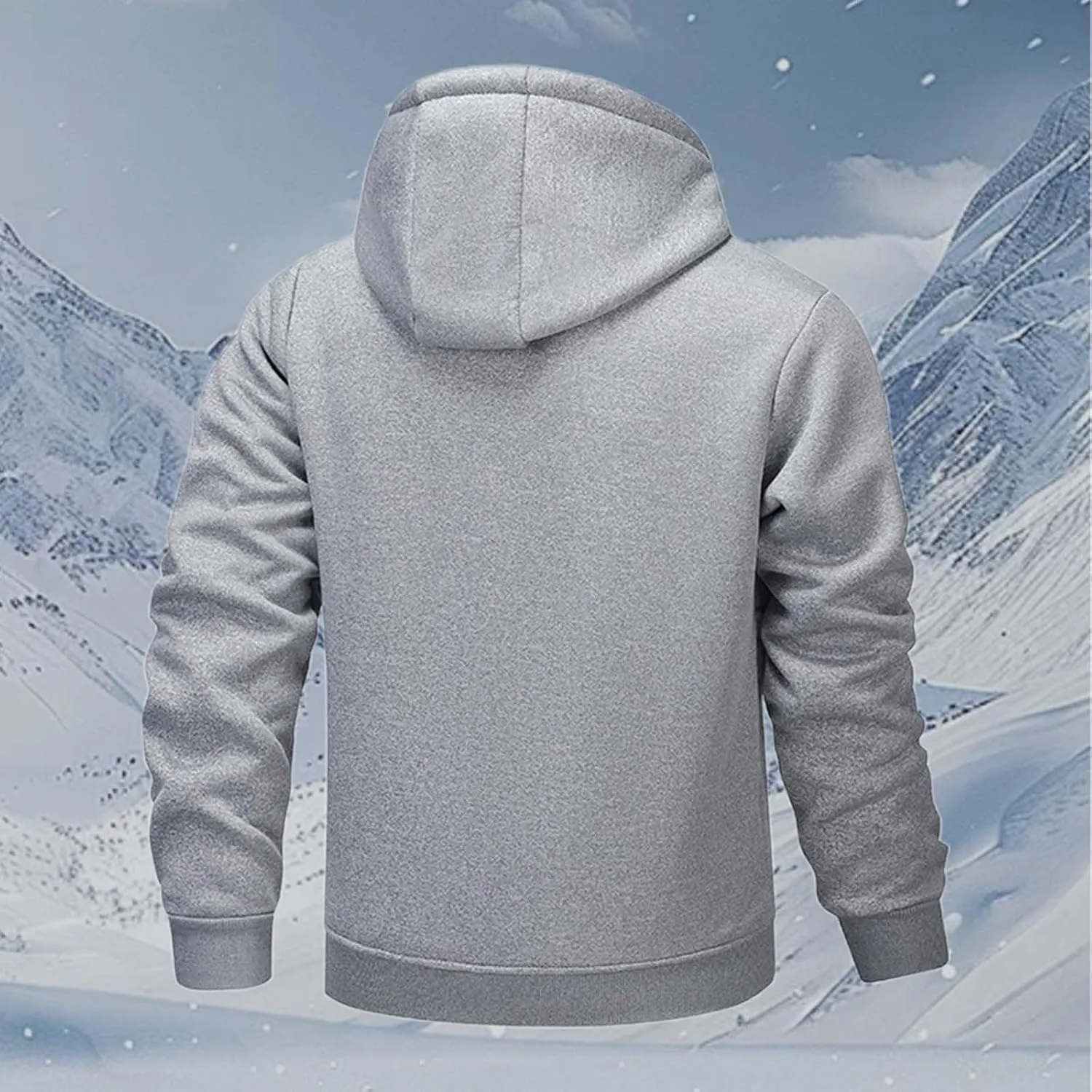Mens Zip up Hoodie Warm Sherpa Fleece Lined Winter Jackets Casual Long Sleeve Hooded Drawstring Coats with Pockets