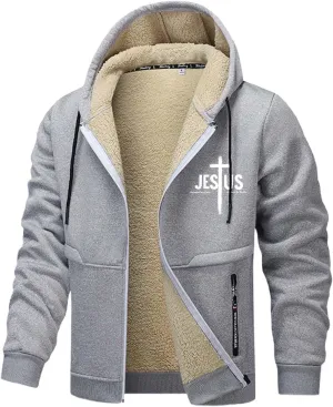 Mens Zip up Hoodie Warm Sherpa Fleece Lined Winter Jackets Casual Long Sleeve Hooded Drawstring Coats with Pockets
