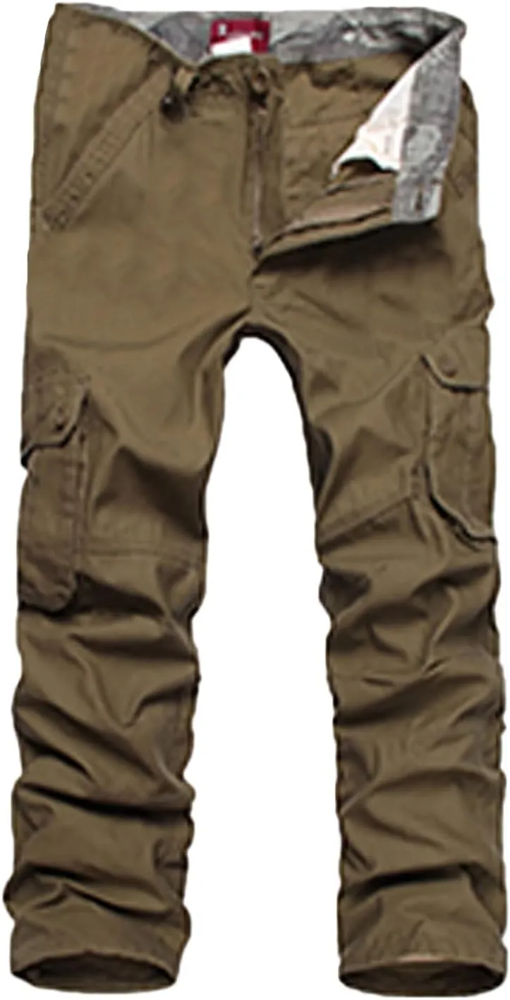 Miyaomn Men's Casual Straight Leg Tactical Cargo Pants Relaxed Fit Flap Pockets Travel Outdoor Hiking Construction Work Pants